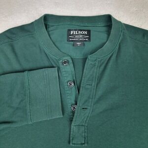 Filson Men's M Forest Fir Green Cotton Long Sleeve Classic Gorpcore Henley Shirt